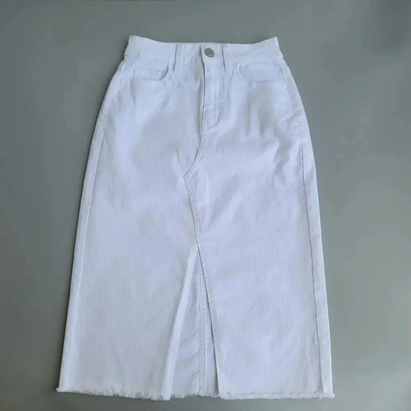 SO Dresses & Skirts - Womens Skirt Denim SO White Jean Stretch Frayed Hem Zip Plus Size-size 1 / 25W
